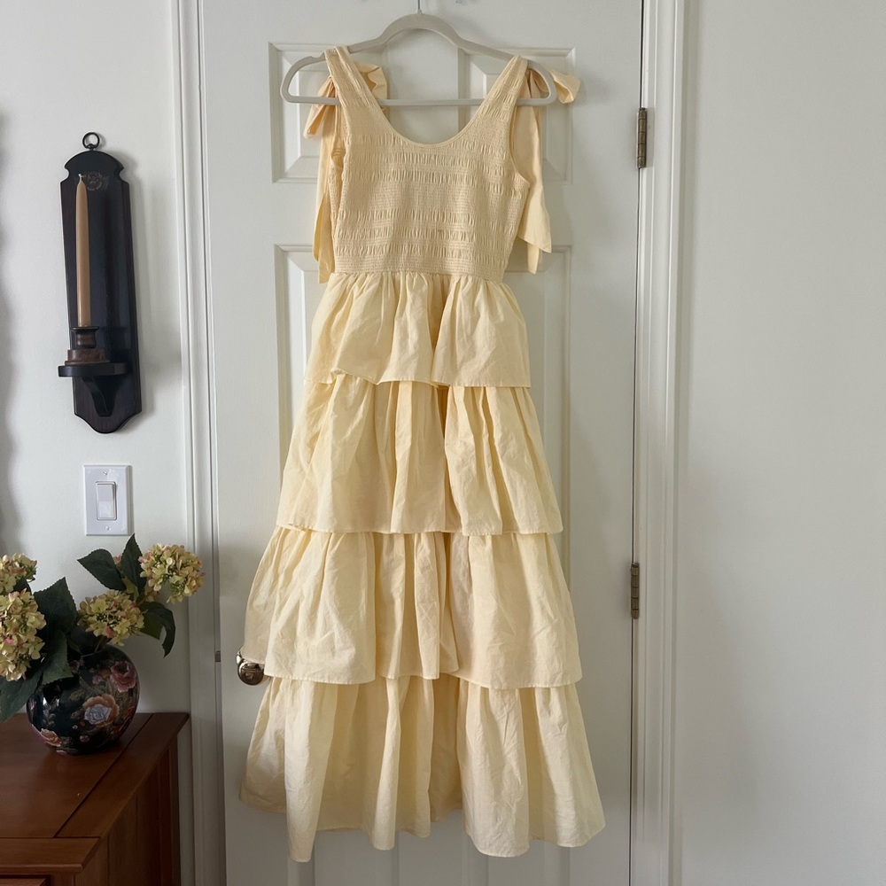 Petal & Pup Butter Yellow Tiered Dress